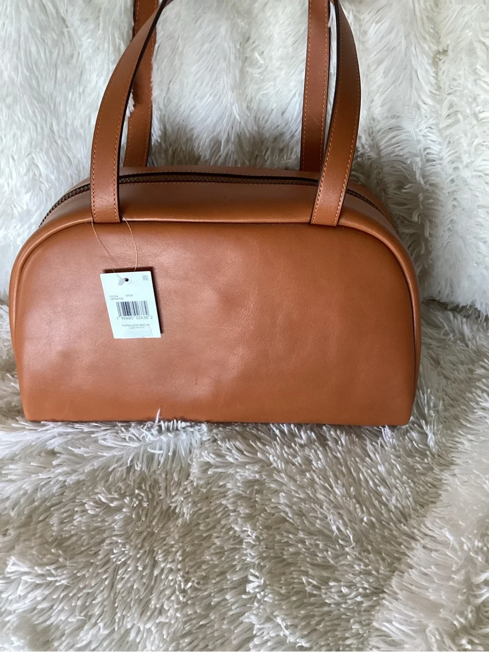 Coach Turnlock Toffee Leather Double Pocket Satchel